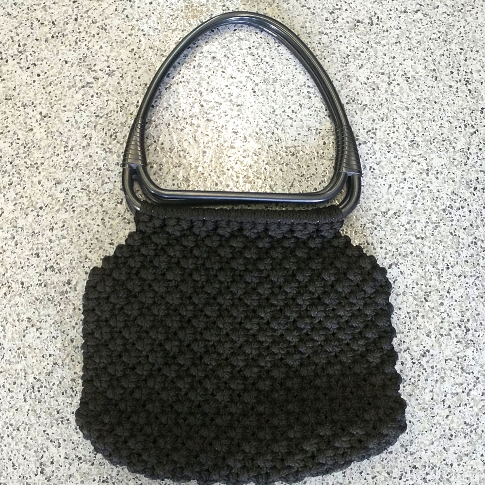 Black crochet handbag